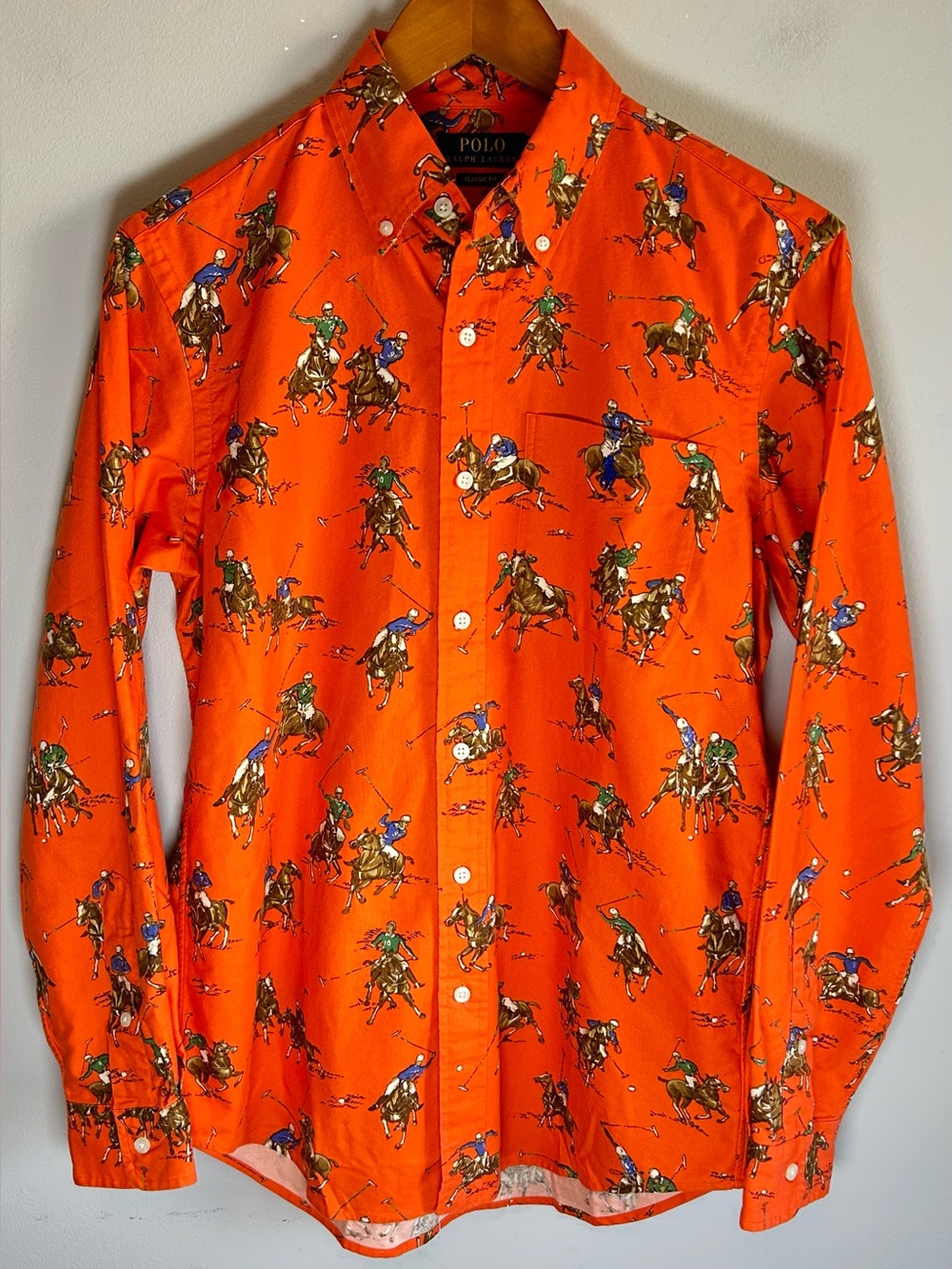 Polo Ralph Lauren Button Up Shirt Mens S Classic Fit Polo Match Oxford Orange